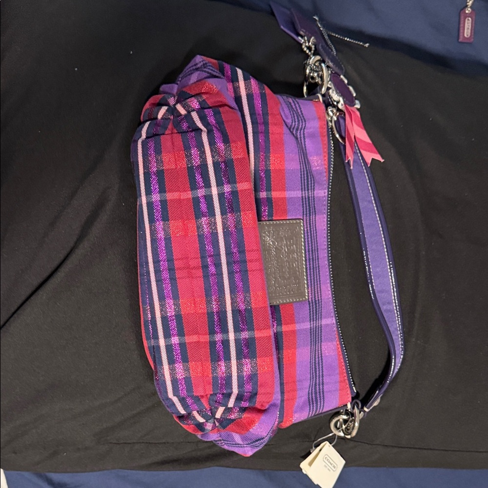 Coach Purple and Pink Plaid Backpack - Picture 8 of 12